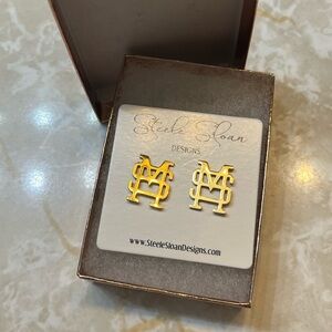 Gold Mississippi State Earrings